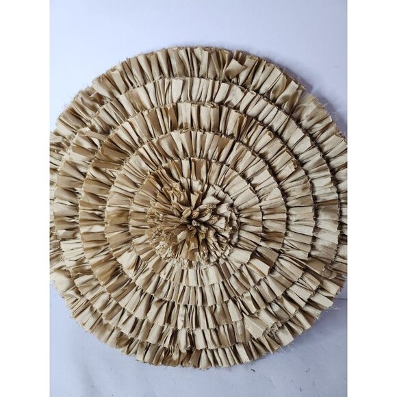 Unique Round Layered Fabric Flower Design Wall Art Hanging Cottagecore Decor - Picture 2 of 6